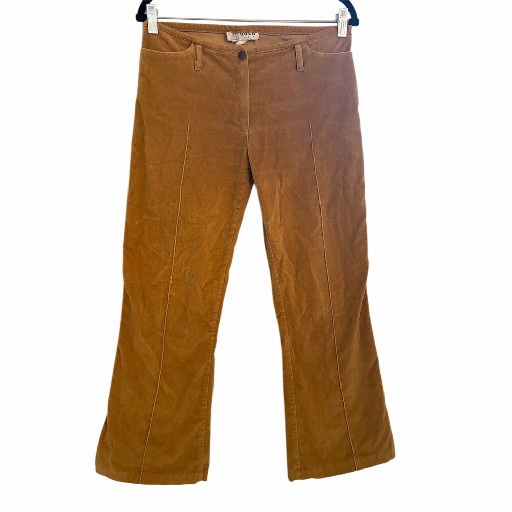 Vintage Solo Paris Pants Womens Brown Low Rise Pintuck Flare Bootcut